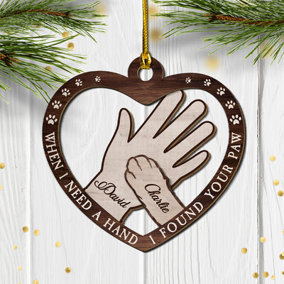 My Hand, Your Paw - Personalized Custom 2-layered Wood Ornament