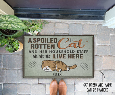 Spoiled Rotten Cats - Personalized Custom Doormat