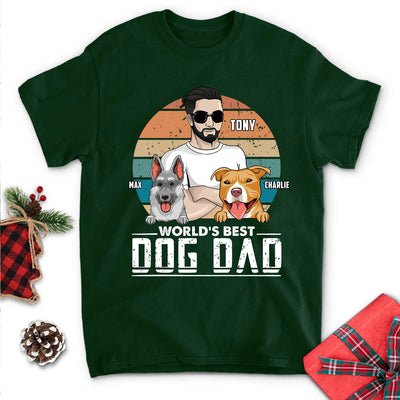 World's Best Dog Dad Retro - Personalized Custom Unisex T-shirt