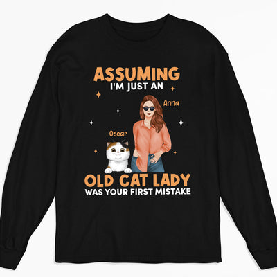 Just An Old Cat Lady - Personalized Custom Long Sleeve T-shirt