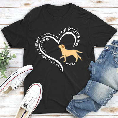 Road To Heart Walking Dog - Personalized Custom Unisex T-shirt