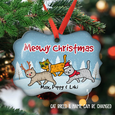 Cat Meowy Christmas - Personalized Custom Aluminum Ornament