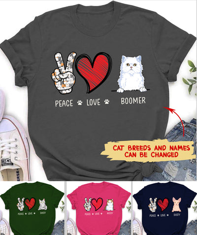 Peace Love Cat - Personalized Custom Unisex T-shirt