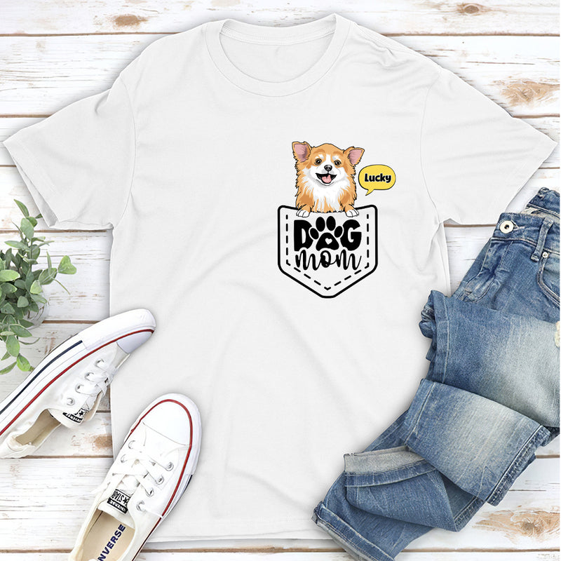 Dog Mom Pocket - Personalized Custom Unisex T-shirt