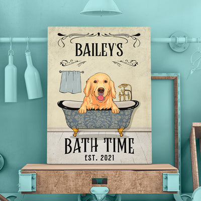 Dog's Bath Time 2 - Personalized Custom Canvas Print