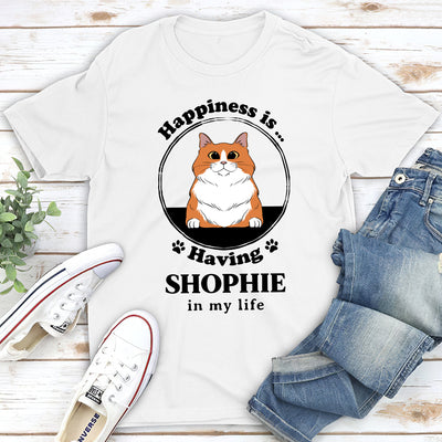 Happiness Is Having Cats - Personalized Custom Unisex T-shirt