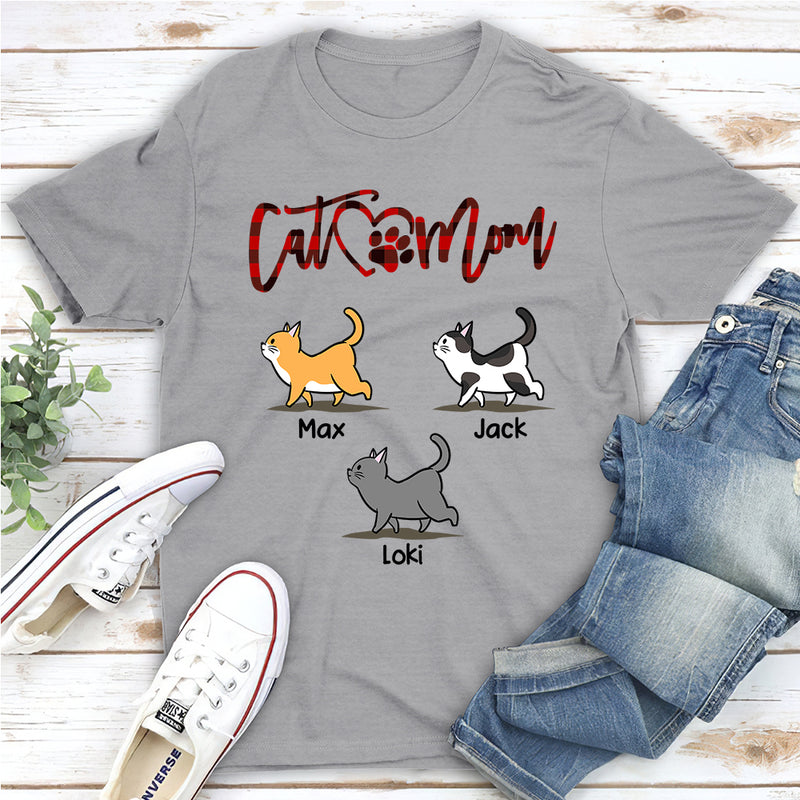 Cat Mom With Pattern - Personalized Custom Unisex T-shirt
