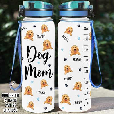 Dog Pattern - Personalized Custom Water Tracker Bottle