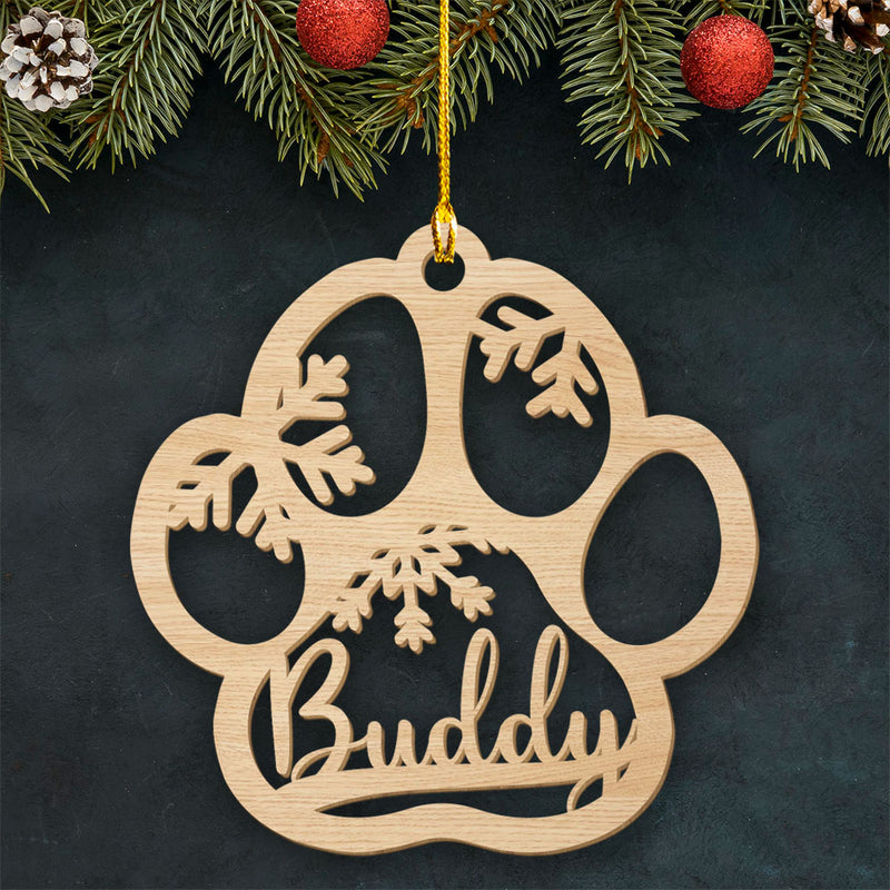 Dog Paw - Personalized Custom 1-layered Wood Ornament