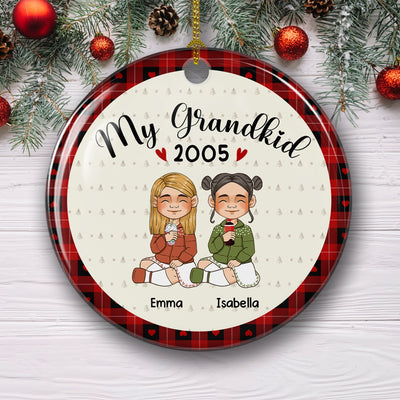 My Lovely Grandchildren - Personalized Custom Circle Ceramic Christmas Ornament