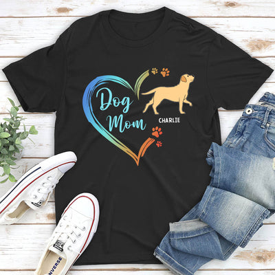 Dog Mom Heart Shape - Personalized Custom Unisex T-shirt