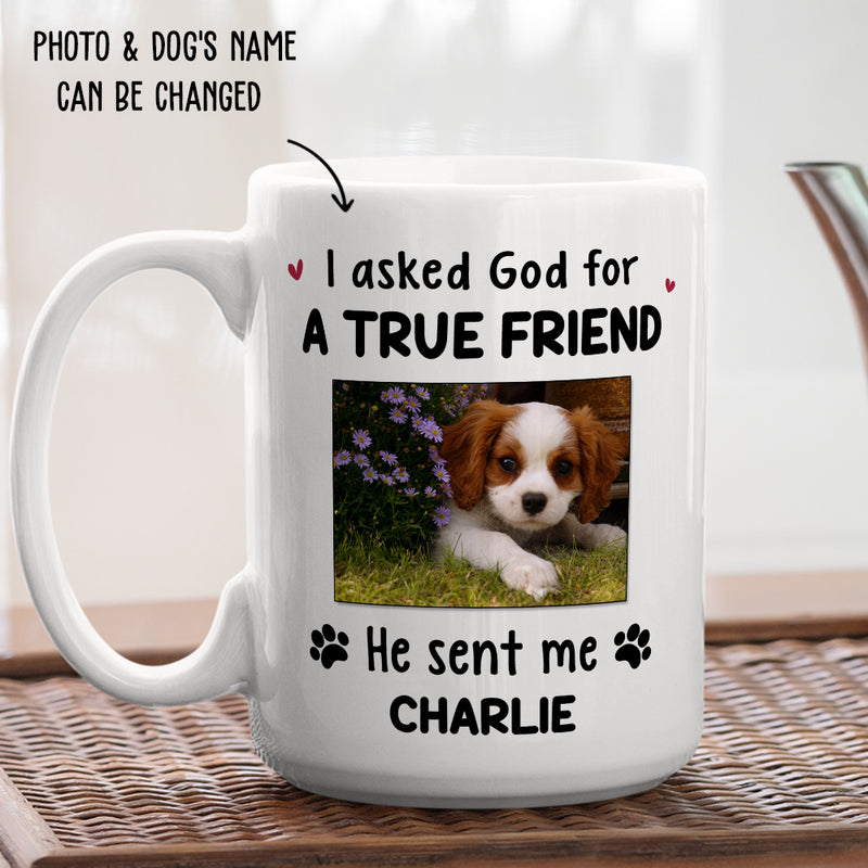 Asked God For A True Friend - Personalized Custom Photo Coffee Mug
