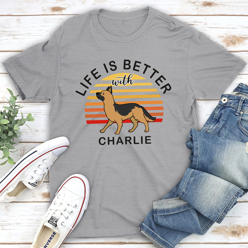Life Is Better Dog Walking - Personalized Custom Unisex T-shirt