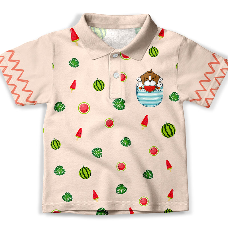 Boxer And Watermelon Beige - Kids Polo Shirt