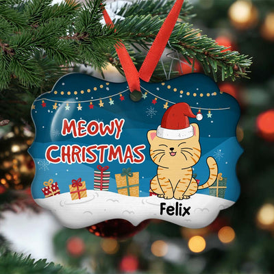 Meowy Christmas - Personalized Custom Aluminum Ornament