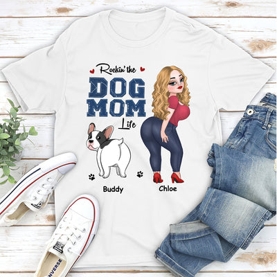 Dog Mom Blue Denim - Personalized Custom Unisex T-shirt