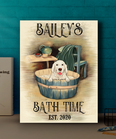 Dog's Bath Time - Personalized Custom Canvas