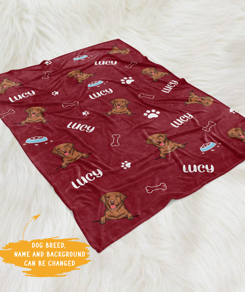 Dog Pattern - Personalized Custom Fleece Blanket