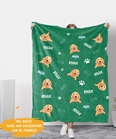 Dog Pattern - Personalized Custom Fleece Blanket