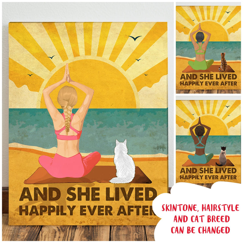 Yoga And Cat - Happily Ever After - Personalized Custom Canvas