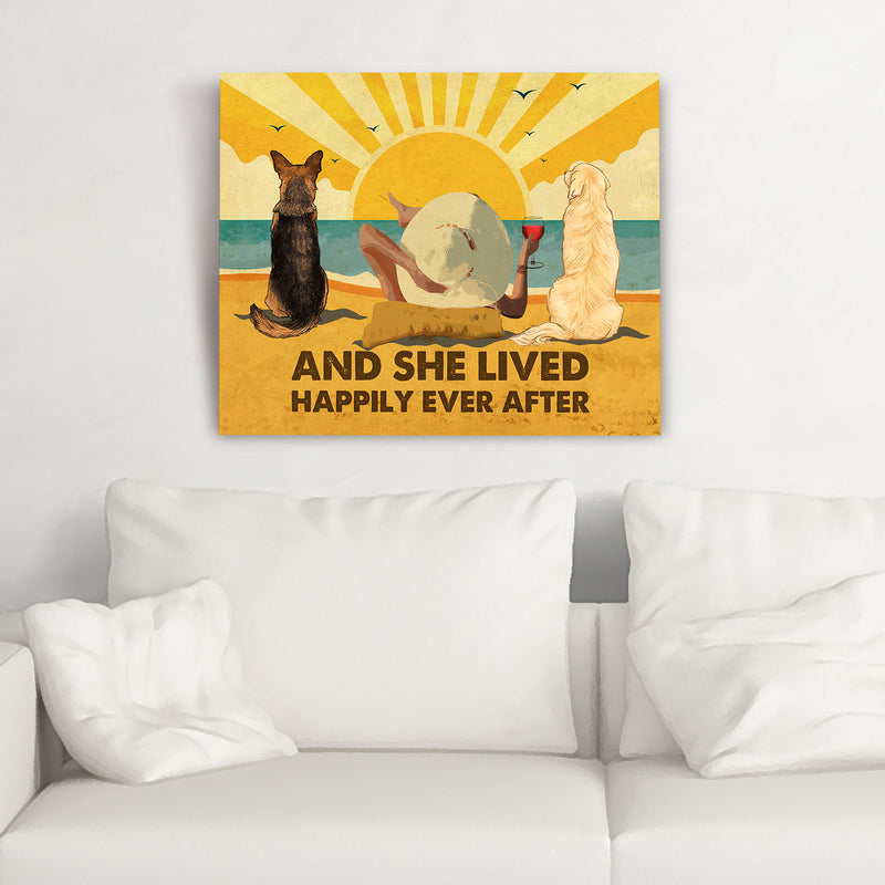 Dog Happily Ever After - Personalized Custom Canvas - Beach, Wine And Dogs