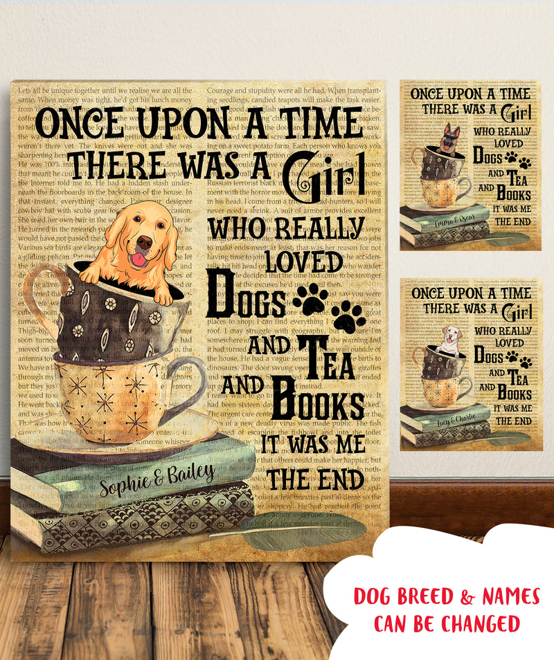 A Girl Who Loves Dogs and Tea and Books - Personalized Custom Canvas