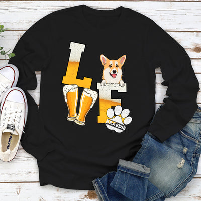 Beer/Wine Love Dog - Personalized Custom Long Sleeve T-shirt