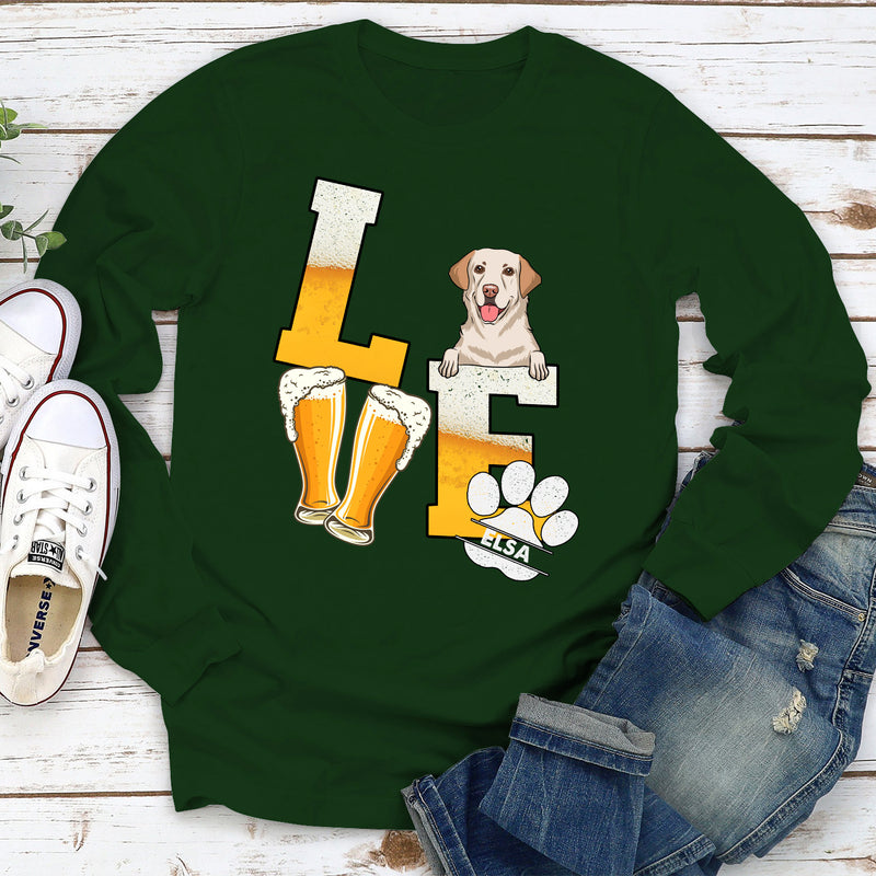 Beer/Wine Love Dog - Personalized Custom Long Sleeve T-shirt
