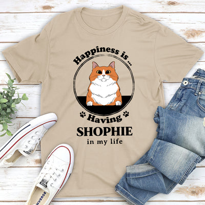 Happiness Is Having Cats - Personalized Custom Unisex T-shirt