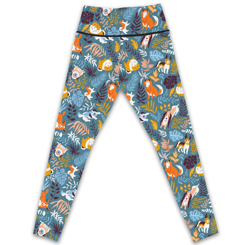 Hand Drawn Dogs - High-Waisted Leggings