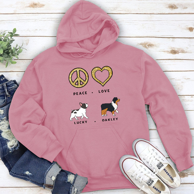 Peace Love Dog Pattern – Personalized Custom Hoodie