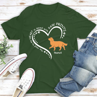 Road To Heart Walking Dog - Personalized Custom Unisex T-shirt