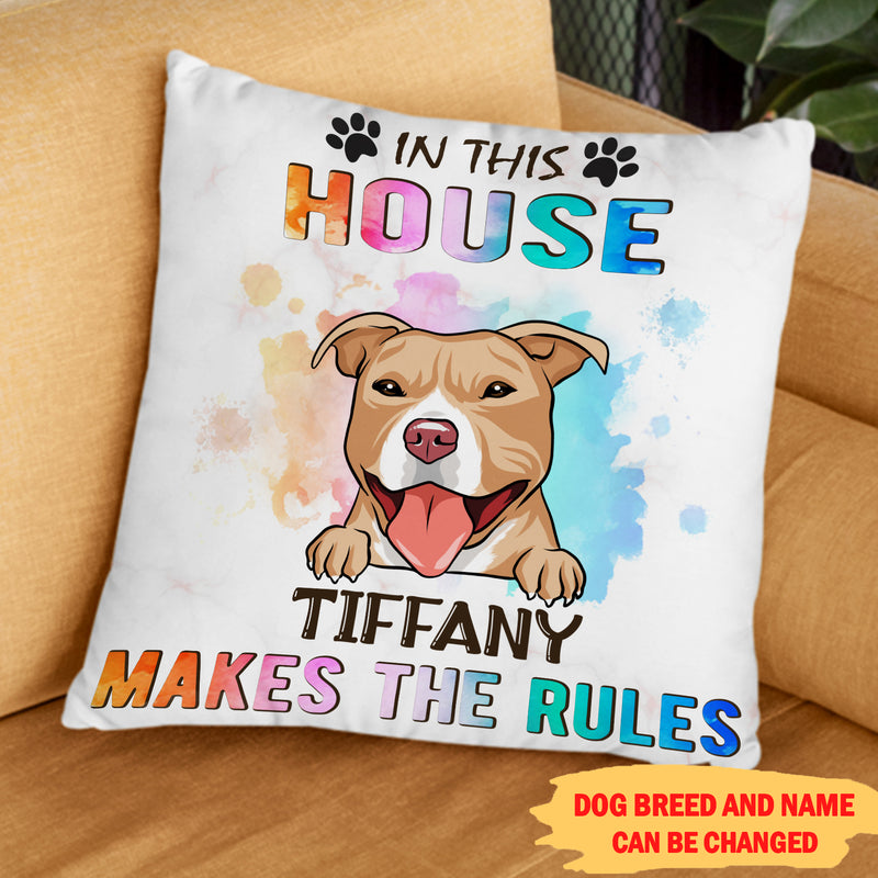 Dog Makes Rules - Personalized Custom Throw Pillow