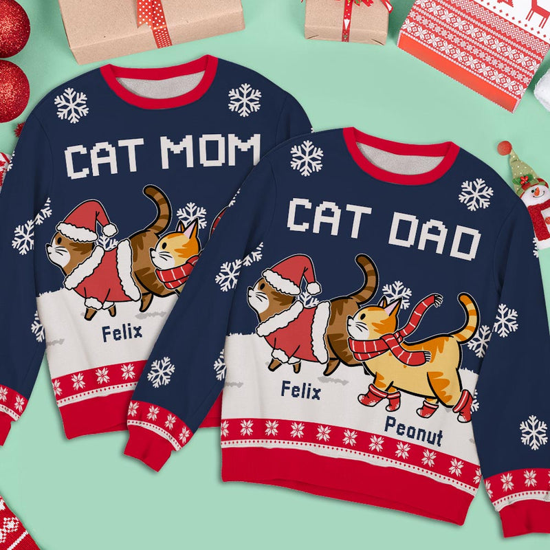 Cat Dad/Mom Winter 2 - Personalized Custom All-Over-Print Sweatshirt