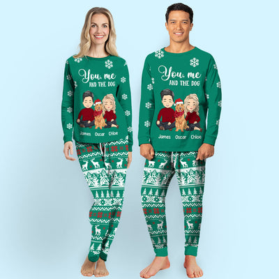 You, Me And The Dog - Personalized Custom Matching Pajama Set