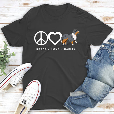 Peace Love Dog Pattern 2 - Personalized Custom Unisex T-shirt