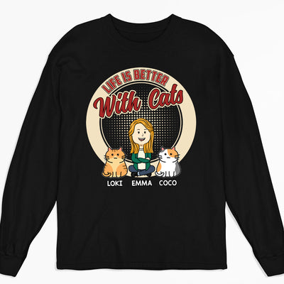 Life With A Cat - Personalized Custom Long Sleeve T-shirt