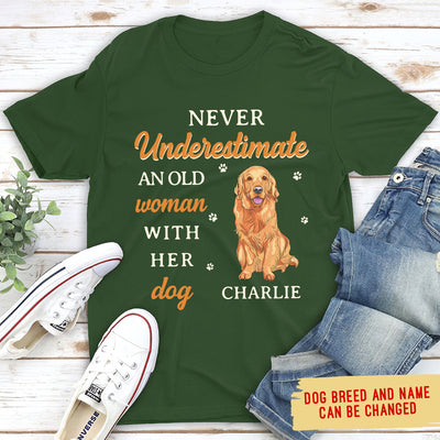 Old Woman With Dog - Personalized Custom Unisex T-shirt