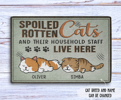 Spoiled Rotten Cats - Personalized Custom Doormat
