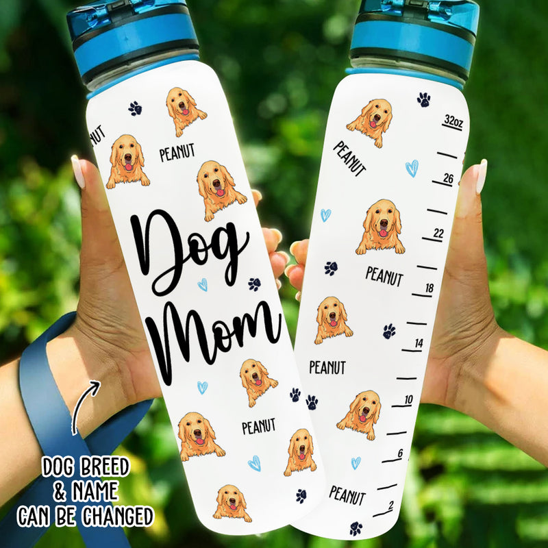 Dog Pattern - Personalized Custom Water Tracker Bottle