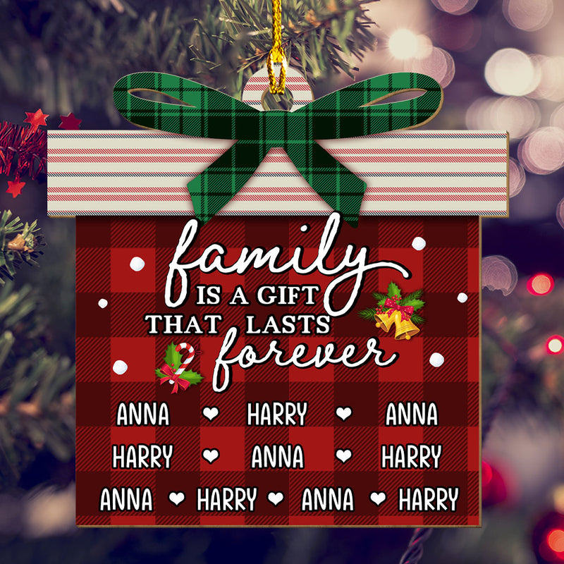 Family Is A Gift - Personalized Custom 1-layered Wood Ornament