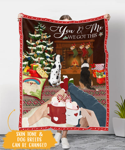 You & Me & Dogs - Personalized Custom Fleece Blanket - Christmas Gifts