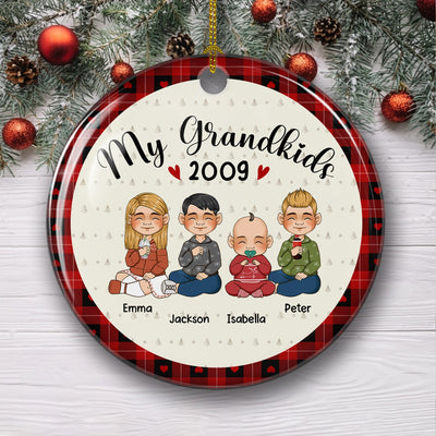 My Lovely Grandchildren - Personalized Custom Circle Ceramic Christmas Ornament