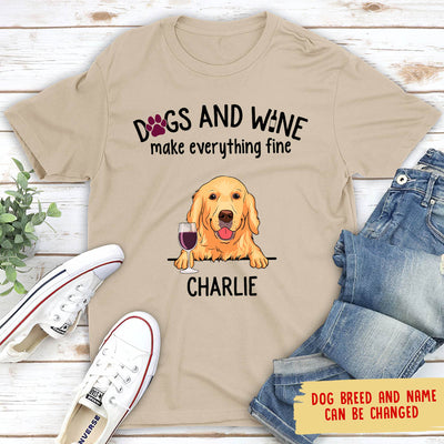 Dogs And Wine - Personalized Custom Unisex T-shirt