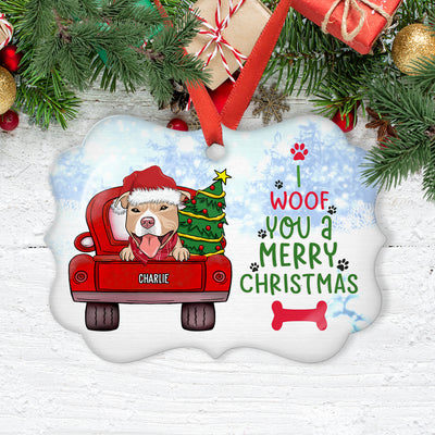 Woof You Merry Christmas - Personalized Custom Aluminum Ornament