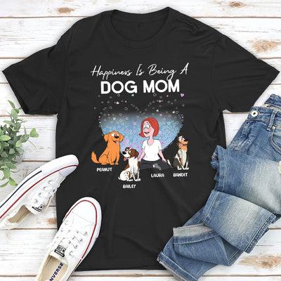 Dog Mom Happiness Heart - Personalized Custom Unisex T-shirt