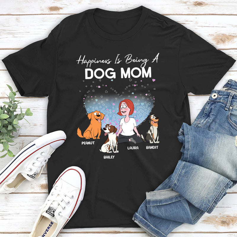 Dog Mom Happiness Heart - Personalized Custom Unisex T-shirt