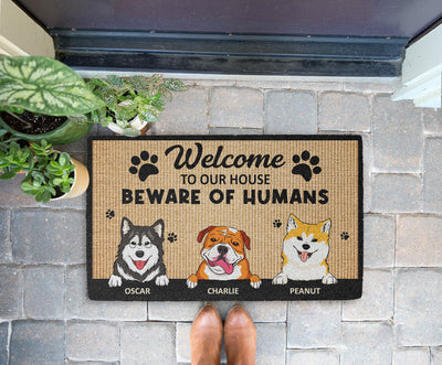 Beware Of Human - Personalized Custom Doormat