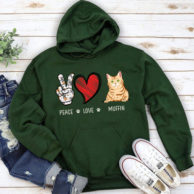 Peace Love Cat - Personalized Custom Hoodie