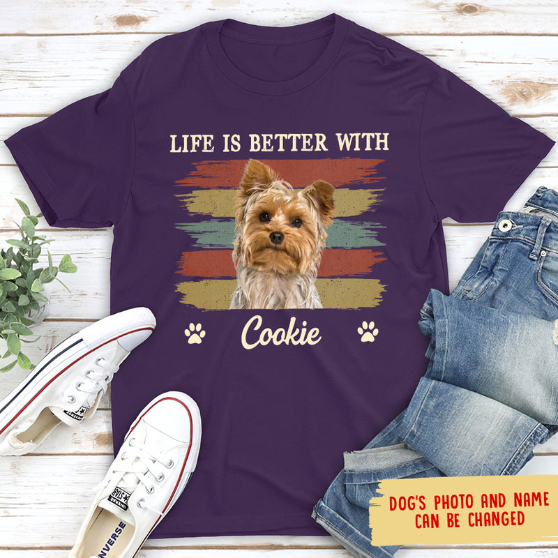 Better With Dog - Personalized Custom Photo Unisex T-shirt